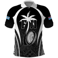 Custom Fiji Rugby Polo Shirt Fijian Warrior Black