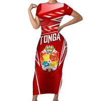 Custom Tonga Rugby Family Matching Short Sleeve Bodycon Dress and Hawaiian Shirt Kupesi Ngatu Pattern