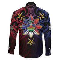 Haiti Philippines Family Matching Tank Maxi Dress and Hawaiian Shirt Haitian Coat Of Arms With Filipino Sun LT05 - Polynesian Pride