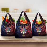 Haiti Philippines Grocery Bag Haitian Coat Of Arms With Filipino Sun LT05 3-pack One Size Black - Polynesian Pride