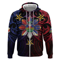 Haiti Philippines Hoodie Haitian Coat Of Arms With Filipino Sun LT05 Zip Hoodie Black - Polynesian Pride