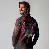 Haiti Philippines Long Sleeve Polo Shirt Haitian Coat Of Arms With Filipino Sun LT05 - Polynesian Pride
