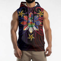 Haiti Philippines Sleeveless Hoodie Haitian Coat Of Arms With Filipino Sun LT05 - Polynesian Pride