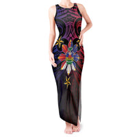 Haiti Philippines Tank Maxi Dress Haitian Coat Of Arms With Filipino Sun LT05 Women Black - Polynesian Pride