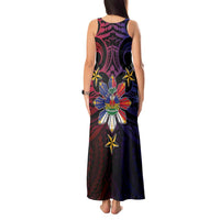 Haiti Philippines Tank Maxi Dress Haitian Coat Of Arms With Filipino Sun LT05 - Polynesian Pride