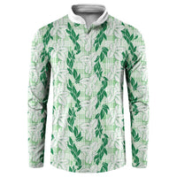 Hawaii Ti Leaf Maile Tuberose Lei Button Sweatshirt With Hanalei Leaf Green LT05 Green - Polynesian Pride