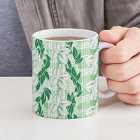 Hawaii Ti Leaf Maile Tuberose Lei Ceramic Mug With Hanalei Leaf Green LT05 - Polynesian Pride