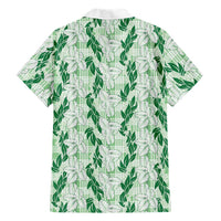 Hawaii Ti Leaf Maile Tuberose Lei Family Matching Summer Maxi Dress and Hawaiian Shirt With Hanalei Leaf Green LT05 - Polynesian Pride