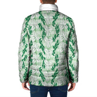 Hawaii Ti Leaf Maile Tuberose Lei Padded Jacket With Hanalei Leaf Green LT05 - Polynesian Pride