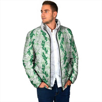 Hawaii Ti Leaf Maile Tuberose Lei Padded Jacket With Hanalei Leaf Green LT05 - Polynesian Pride