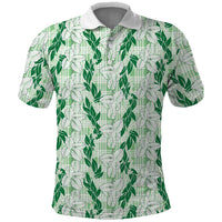Hawaii Ti Leaf Maile Tuberose Lei Polo Shirt With Hanalei Leaf Green LT05 Green - Polynesian Pride