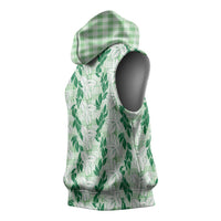 Hawaii Ti Leaf Maile Tuberose Lei Sleeveless Hoodie With Hanalei Leaf Green LT05 - Polynesian Pride