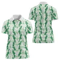 Hawaii Ti Leaf Maile Tuberose Lei Women Polo Shirt With Hanalei Leaf Green LT05 - Polynesian Pride