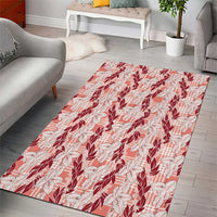 Hawaii Ti Leaf Maile Tuberose Lei Area Rug With Hanalei Leaf Red LT05 - Polynesian Pride