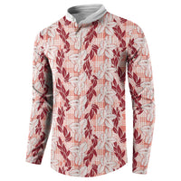 Hawaii Ti Leaf Maile Tuberose Lei Button Sweatshirt With Hanalei Leaf Red LT05 - Polynesian Pride