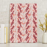 Hawaii Ti Leaf Maile Tuberose Lei Canvas Wall Art With Hanalei Leaf Red LT05 Without Frame Red - Polynesian Pride