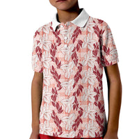 Hawaii Ti Leaf Maile Tuberose Lei Kid Polo Shirt With Hanalei Leaf Red LT05 Kid Red - Polynesian Pride