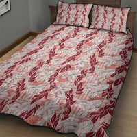 Hawaii Ti Leaf Maile Tuberose Lei Quilt Bed Set With Hanalei Leaf Red LT05 - Polynesian Pride