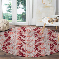 Hawaii Ti Leaf Maile Tuberose Lei Round Carpet With Hanalei Leaf Red LT05 - Polynesian Pride