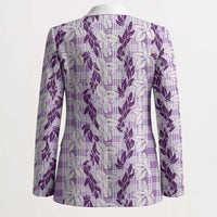Hawaii Ti Leaf Maile Tuberose Lei Blazer With Hanalei Leaf Purple LT05 - Polynesian Pride