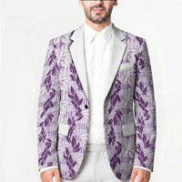 Hawaii Ti Leaf Maile Tuberose Lei Blazer With Hanalei Leaf Purple LT05 - Polynesian Pride