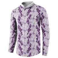 Hawaii Ti Leaf Maile Tuberose Lei Button Sweatshirt With Hanalei Leaf Purple LT05 - Polynesian Pride