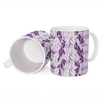 Hawaii Ti Leaf Maile Tuberose Lei Ceramic Mug With Hanalei Leaf Purple LT05 - Polynesian Pride