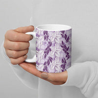Hawaii Ti Leaf Maile Tuberose Lei Ceramic Mug With Hanalei Leaf Purple LT05 - Polynesian Pride