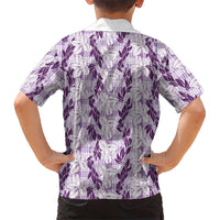 Hawaii Ti Leaf Maile Tuberose Lei Family Matching Summer Maxi Dress and Hawaiian Shirt With Hanalei Leaf Purple LT05 - Polynesian Pride