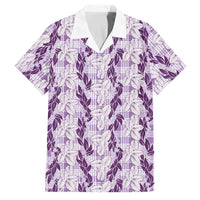Hawaii Ti Leaf Maile Tuberose Lei Family Matching Summer Maxi Dress and Hawaiian Shirt With Hanalei Leaf Purple LT05 Dad's Shirt - Short Sleeve Purple - Polynesian Pride