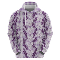 Hawaii Ti Leaf Maile Tuberose Lei Hoodie With Hanalei Leaf Purple LT05 - Polynesian Pride