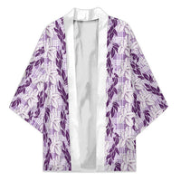 Hawaii Ti Leaf Maile Tuberose Lei Kimono With Hanalei Leaf Purple LT05 Unisex Purple - Polynesian Pride