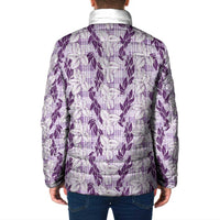 Hawaii Ti Leaf Maile Tuberose Lei Padded Jacket With Hanalei Leaf Purple LT05 - Polynesian Pride
