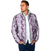 Hawaii Ti Leaf Maile Tuberose Lei Padded Jacket With Hanalei Leaf Purple LT05 - Polynesian Pride