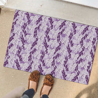 Hawaii Ti Leaf Maile Tuberose Lei Rubber Doormat With Hanalei Leaf Purple LT05 - Polynesian Pride