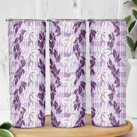 Hawaii Ti Leaf Maile Tuberose Lei Skinny Tumbler With Hanalei Leaf Purple LT05 - Polynesian Pride