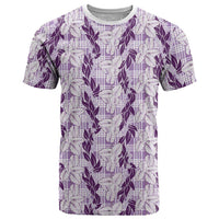 Hawaii Ti Leaf Maile Tuberose Lei T Shirt With Hanalei Leaf Purple LT05 Purple - Polynesian Pride