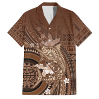 Samoa Tatau Marlin Family Matching Mermaid Dress and Hawaiian Shirt With Siapo Motifs Brown