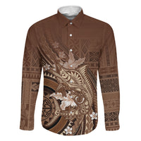 Samoa Tatau Marlin Family Matching Mermaid Dress and Hawaiian Shirt With Siapo Motifs Brown