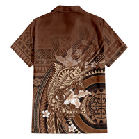 Samoa Tatau Marlin Family Matching Off Shoulder Maxi Dress and Hawaiian Shirt With Siapo Motifs Brown