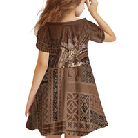 Samoa Tatau Marlin Family Matching Summer Maxi Dress and Hawaiian Shirt With Siapo Motifs Brown