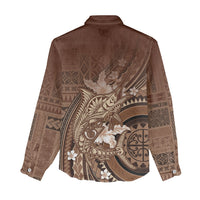 Samoa Tatau Marlin Women Casual Shirt With Siapo Motifs Brown