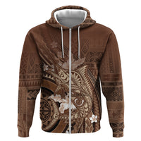 Samoa Tatau Marlin Zip Hoodie With Siapo Motifs Brown