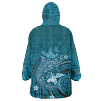 Samoa Tatau Marlin Wearable Blanket Hoodie With Siapo Motifs Teal