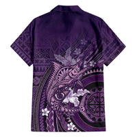 Samoa Tatau Marlin Family Matching Puletasi and Hawaiian Shirt With Siapo Motifs Violet LT05 - Polynesian Pride