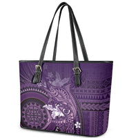 Samoa Tatau Marlin Leather Tote Bag With Siapo Motifs Violet