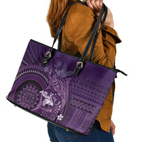 Samoa Tatau Marlin Leather Tote Bag With Siapo Motifs Violet
