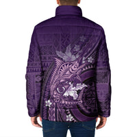 Samoa Tatau Marlin Padded Jacket With Siapo Motifs Violet LT05 - Polynesian Pride