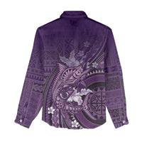 Samoa Tatau Marlin Women Casual Shirt With Siapo Motifs Violet