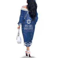 Wikin te Taetae ni Kiribati Family Matching Off The Shoulder Long Sleeve Dress and Hawaiian Shirt Pacific Tapa Pattern